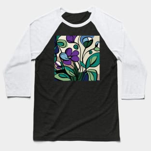 Beautiful flower with purple and green stained glass look. Baseball T-Shirt